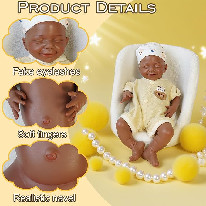 Full Silicone Baby Dolls,18.2 in Silicone Realistic Newborn Baby Doll, Non Vinyl 1:1 Lifelike Reborn Sleeping Dolls (Eve-Maroon)