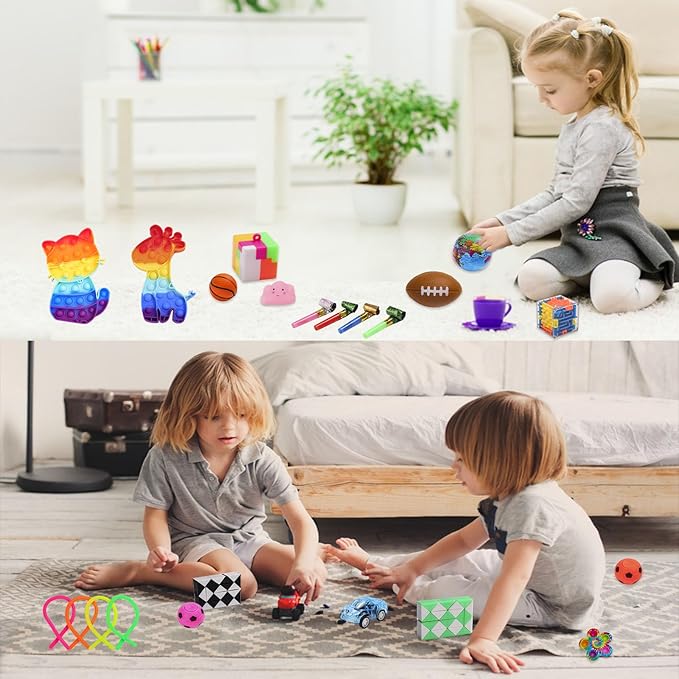 200 Pcs Party Favors for Kids, Fidget Toys Bulk, Birthday Gift Toys, Stocking Stuffers, Treasure Box Birthday Party, Goodie Bag Stuffers, Carnival Prizes, Pinata Filler for Classroom