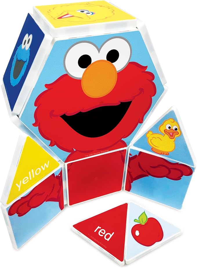 CreateOn “Sesame Street” Toys, Magnetic Kids’ Building Tiles from “Sesame Street” Books, Colors with Elmo Magnet Tiles, Educational Toys for Ages 3+, 17 Pieces