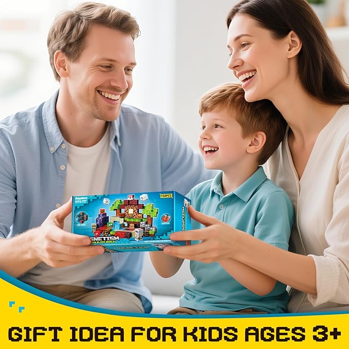 Magnetic Blocks 150PCS, Magnetic Building Blocks, STEM Magnet Blocks Cubes for Kids Age 3-5 4-8 8-12, Sensory Stacking Toy Christmas Birthday Gifts for Boys Girls