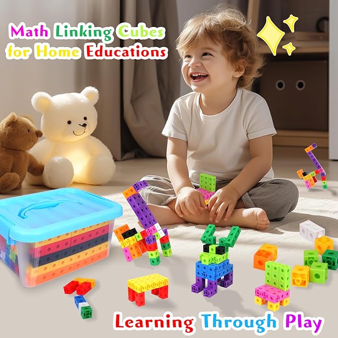 300 Pcs Linking Cubes for Kids - Counting Blocks with Storage Boxes, Connecting Cubes Math Manipulatives for Preschool & Elementary Aged Kids