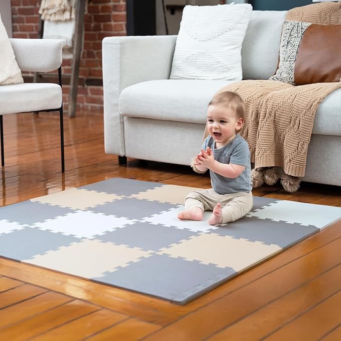 MioTetto Baby Play Mat, Soft Foam Floor Tiles for Kids. Adjustable Interlocking Foam Tiles, Fits with 50x50 Playpen Baby mat for Crawling & Development, Safe & Non-Toxic Playmat for Babies 6-12 Months