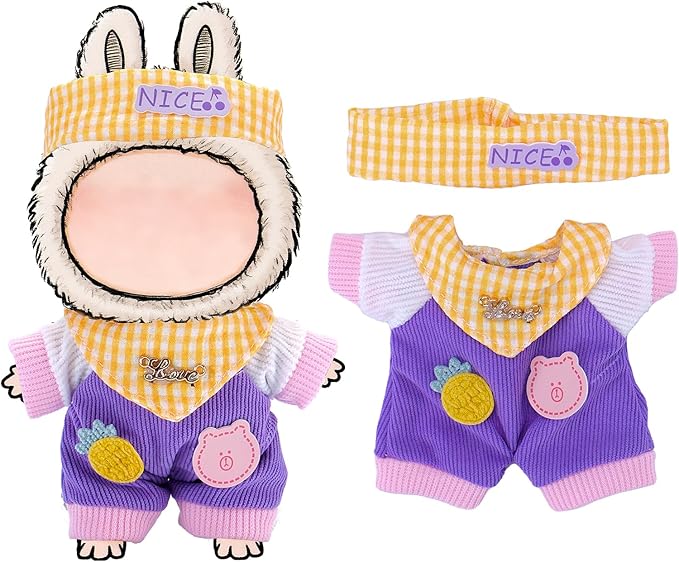 6 Sets Doll Clothes and Accessories for 17cm Plush Dolls - Dress Up Doll Clothing Set Replacement Outfit Collection Gifts for Children Over 3 Years Old（No Doll