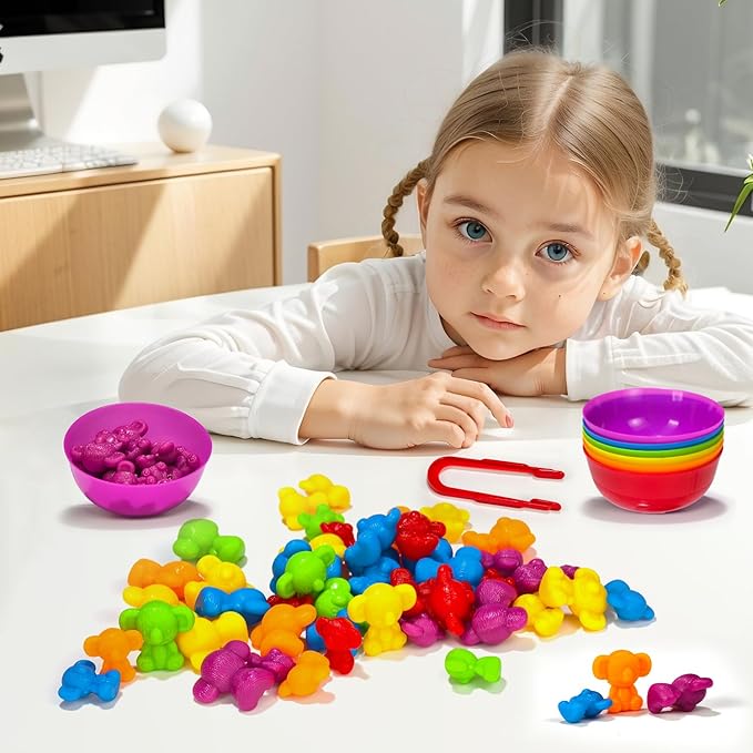 Counting Toys for Toddlers, 60 Rainbow Koala Counters w/Sorting Bowls, Color Sorting, Counting & Math Manipulatives, Preschool Homeschool & Classroom Early Learning Supplies