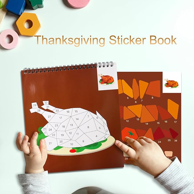 Thanksgiving Stickers for Kids Learning - Sticker Book for Ages 4-8, Boys & Girls Decorations & Party Favors
