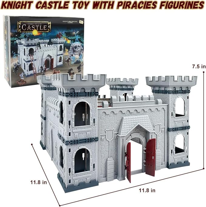 Mostop Medieval Castle Knight Toy Soldier Figures Army Men Toys, The Medieval Times Middle Ages Castle Building Toy Piracy Knight Action Figurines with with 20 Piracies, 12 Soldiers, 200 Mini Army Men