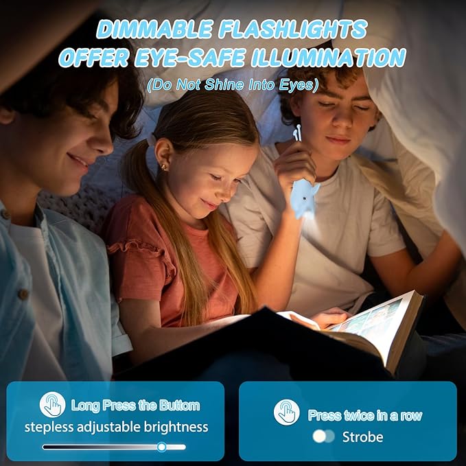 Tremdwoto Kids Flashlight Rechargeable, Small LED Child Flashlights, Birthday Gifts for Boys&Girls, Flash Light, Handheld Flashlights for Children, Dolphin Toddler Flashlight for Camping, Home-1 Pack