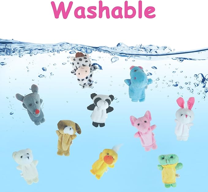 Sealive Finger Puppets for Toddlers 1-3, Preschool, and Kids - 10 Soft Velvet Animal Finger Toys for Toddlers 1-3, Easter Egg Fillers, Perfect for Storytelling, Educational Play, and Party Favors