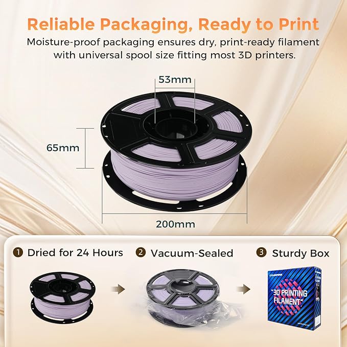 FLASHFORGE PLA Filament 1.75mm +/- 0.02mm, Matte Purple 3D Printer Filament 1kg (2.2lbs) Spool, Excellent Printing Performance, Easy to Use for Most FDM 3D Printers