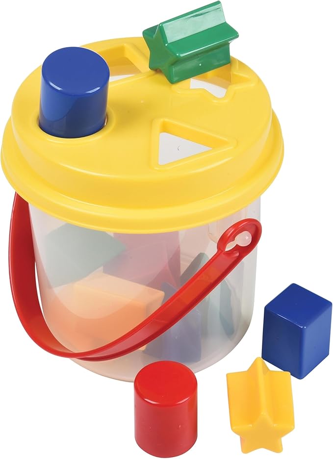 Shape Sorter Bucket – 12-Piece Toddler Math & Fine Motor Skills Toy, Special Needs-Friendly Sorting and Matching Activity