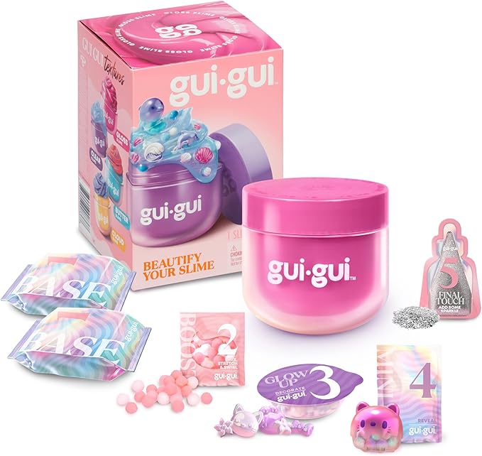 Gui Gui Scented Slime 2-Pack Bundle, Clear & Gloss, 5 Step DIY Process to Customize Your Ultimate Slime Glow-Up, Resealable and Reusable Container, ASMR Experience
