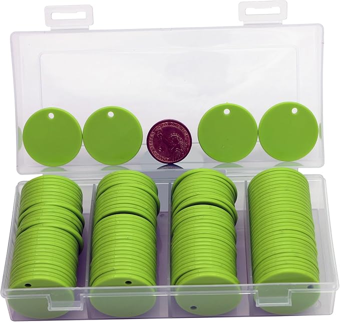 35MM with Holes, 120 Pieces per Box of Plastic Poker Chips - Perfect for Bar Activities, Teaching Games, and Customizable Accessories with Text.