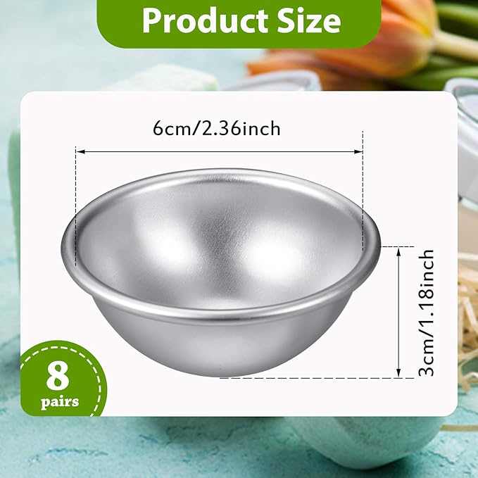 Patelai 16 Pcs 6 Cm/ 2.4 Inch Diameter DIY Metal Bath Bomb Crafting Mould Bath Bomb Making Supplies for Crafts Making