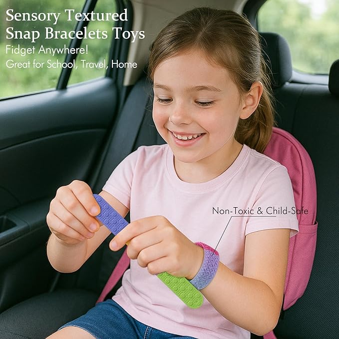 Textured Silicone Slap Bracelets Fidget Toys for Kids Adults, 12PCS Sensory Snap Bracelets for Stress Anxiety Autistic ADHD, Calm Down Classroom Travel Essentials Toys, Stuffers Gifts for Boys Girls