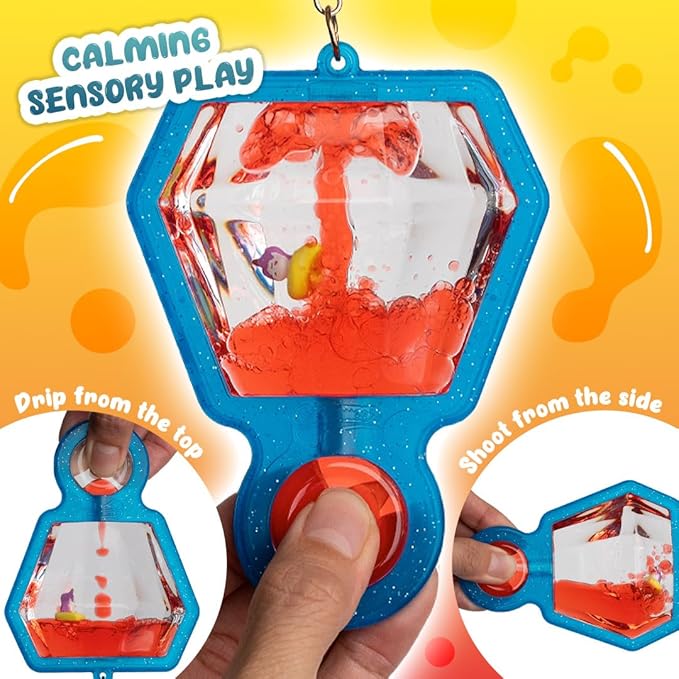 Goonameez Hand-Held Sensory Fidget Toy with Floating Characters Mesmerizing Water Mix, Collect All 6 Unique Shapes for Squishy Fun, Perfect Travel Toy! (Yogacorn)