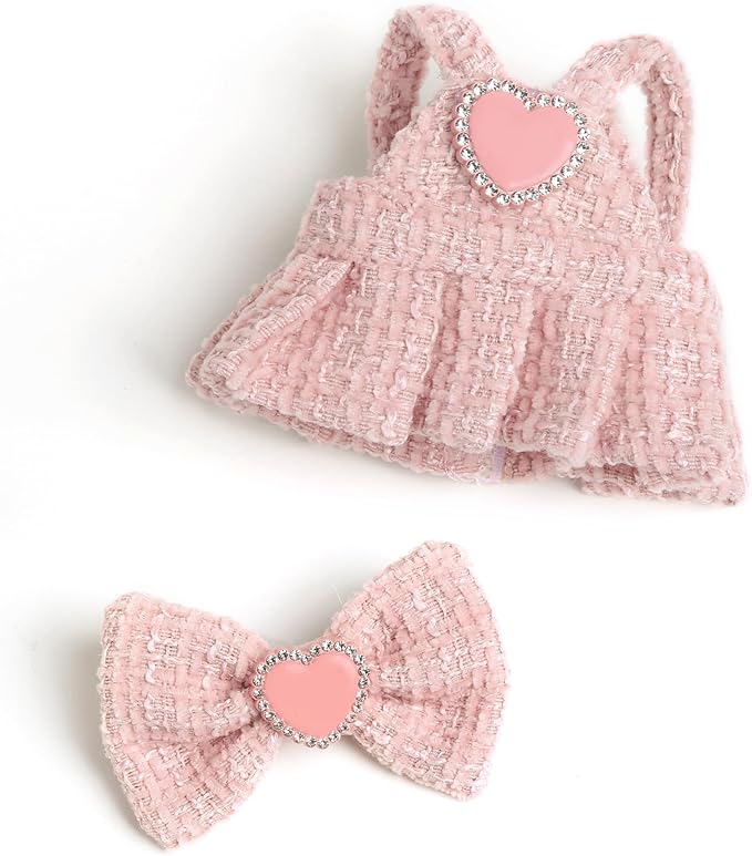Premium Doll Clothes for Labubu - Luxury Chic Style Set for 17cm Dolls, Doll Outfit for Display, Collectors, Gift - Cute Miniature Fashion Accessories - Pink Heart (No Dolls)