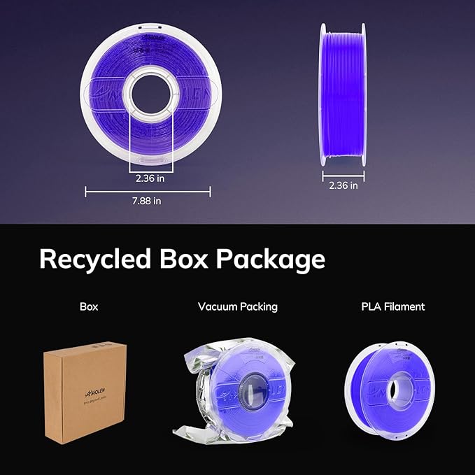AMOLEN 3D PLA Printer Filament, 1.75mm Glow in The Dark Blue Purple PLA Filament for 3D Printing, Best with UV Lamps, 1kg Spool (2.2lbs), Dimensional Accuracy +/- 0.02 mm, Fit Most FDM 3D Printers