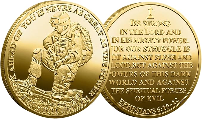 The Task Ahead Military Challenge Coin Prayer Commemorative Coin Empowering Scripture Soldier Design Faith-Based Inspiration Veteran Gifts Military Memorabilia Coins Collectors Gifts