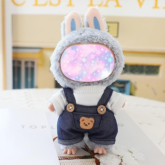 17cm Doll Clothes Set (No Doll), 2 Pieces Dress Overalls Outfit Set for 6.7inch Dolls Suit, Cute Fashion Clothes Accessories for 1st/2nd/3rd Gen Dolls Play & Display