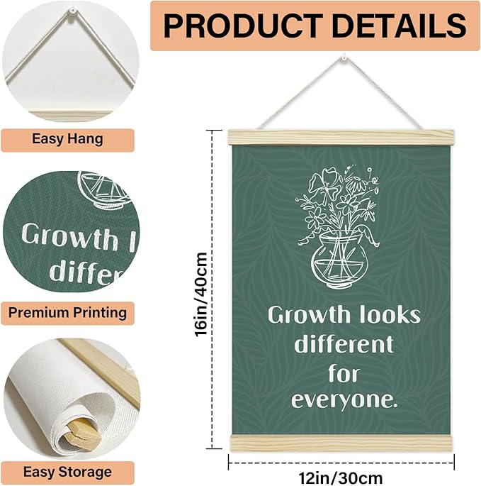 Mental Health Poster Hanger Frame, Positive Affirmations Canvas Wall Decor(12×16"), Wall Art For Classroom School Homeschool Counseling Therapy Office -31
