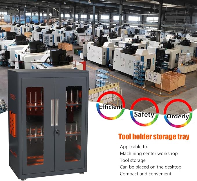 CNC Tool Storage Rack Organizers, Large Capacity CNC Tool Storage Cabinet with Lock, Suitable for Various Types of CNC Tool Holder Keeper for Warehouse Workshop