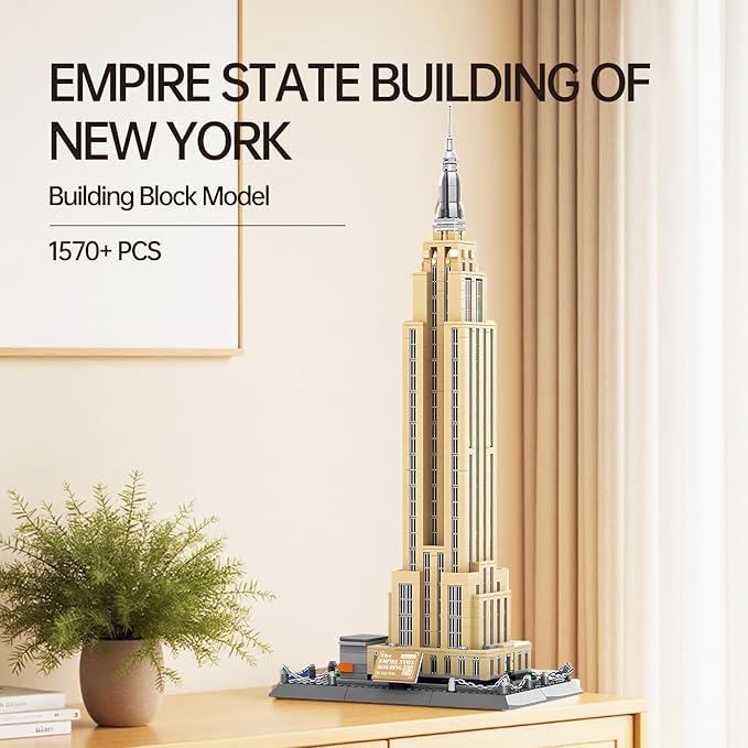 Empire State Architecture Model Building Block Set for Adults New York's World Famous Landmark Architectural Toys Gift Kids and 1570 Pieces