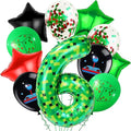 40in TNT Pixel Number 6 Balloon Birthday Decorations, Miner Theme Green Foil Balloons Blast Gaming Party Supplies