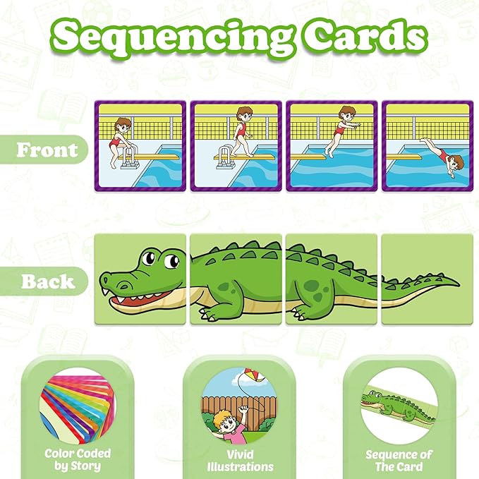 Sequencing Cards,Sequence Board Game for Kids,Speech Therapy Materials Toys for Autism,Story Storytelling,Social Skills,Sentence Building,Preschool Learning Activities,Classroom & Homeschool