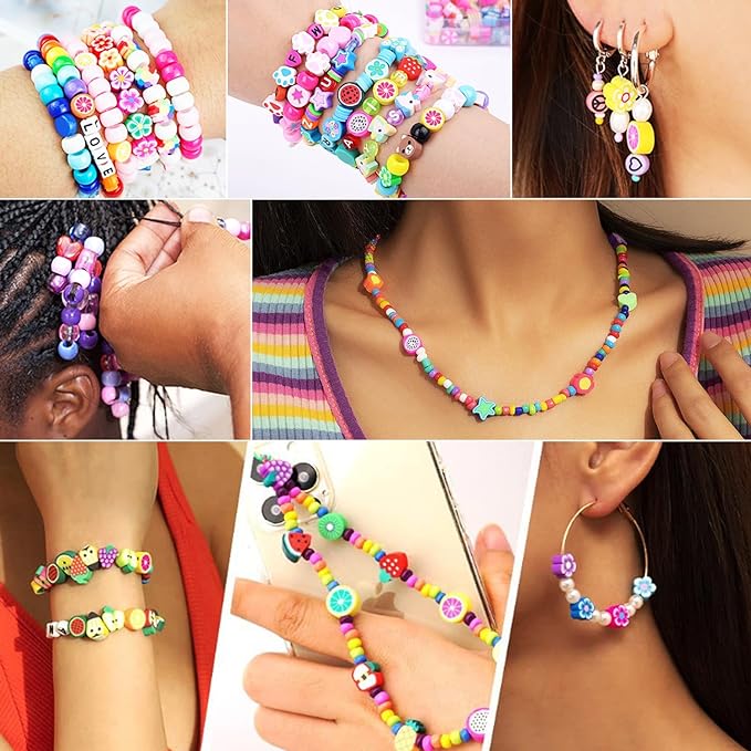 2480pcs Sports Ball Polymer Clay Beads Charms for Friendship Bracelets Making Kit Cute Fun Beads DIY Arts Crafts Birthday Gifts for Kids Girls Baseball Basketball Soccer Rugby Volleyball Football Bead