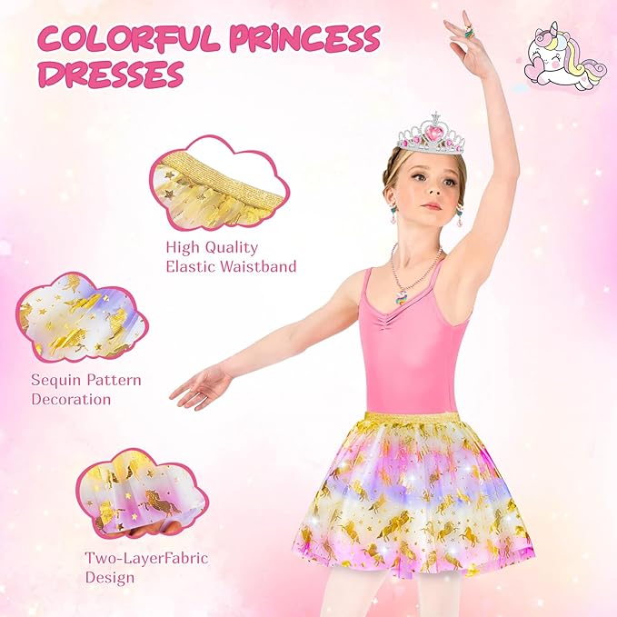 Princess Dress Up for Girls, Dress Up Clothes for Girl with Princess Shoes, Toddler Girls Boutique, Pretend Play Gifts for Little Girl Aged 3-6 Years Old
