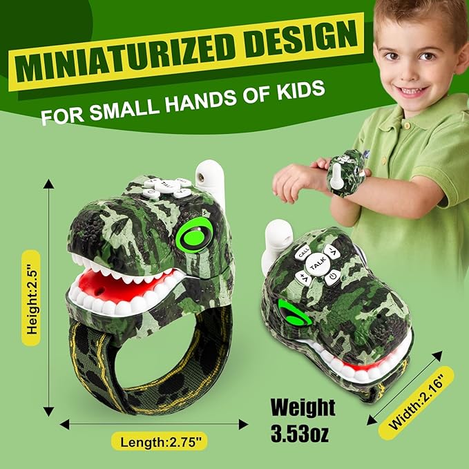 Dinosaur Walkie Talkies for Kids 2 Way Radios Toys for Boys Girls Ages 3-12 Long Range, 3 Channels Outdoor Adventure, Camping, Hiking Gifts Birthday Gifts Christmas Stocking Stuffers