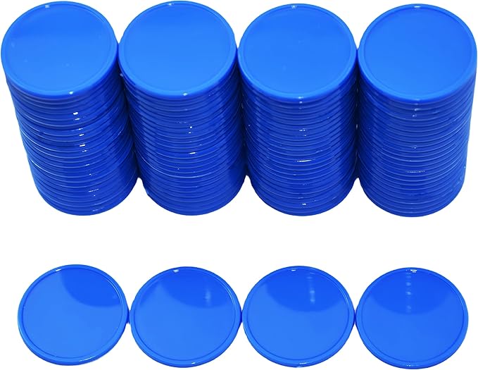 Smartdealspro Set of 100 1 Inch Opaque Plastic Learning Counters Mini Poker Chips Game Tokens with Storage Box (Purssian Blue)
