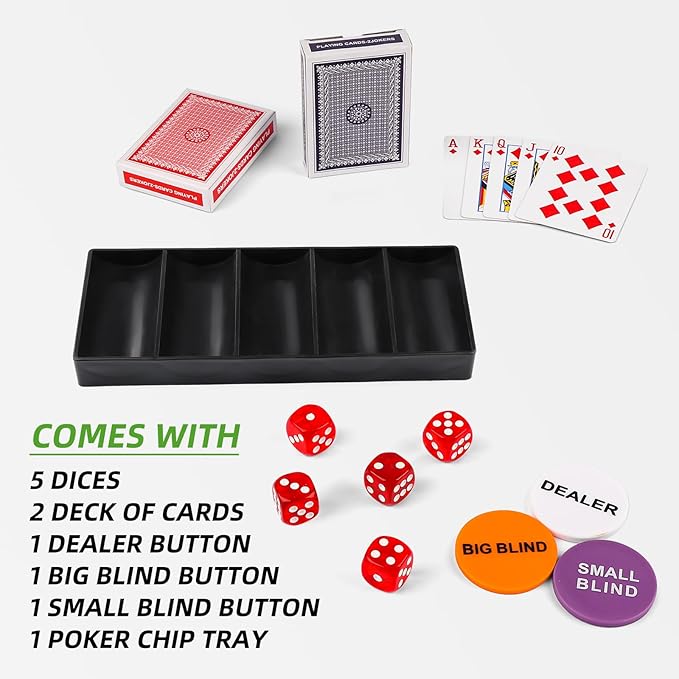 Poker Chip Travel Set, 100PCS 5 Color Professional Poker Chips in Cardboard Gift Box, 11.5 Gram Clay Composite Casino Poker Chips for Casino Card Games Texas Holdem Blackjack