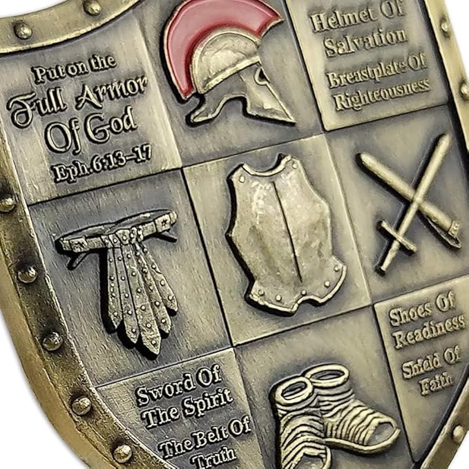Put On The Whole Armor of God Challenge Coin Eph 6:13-17 3D Religious Collectible Coin (Pack of 3)