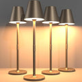 LED CordlessTable Lamp,4000mAh Rechargeable Battery Desk lamp,3 Level Brightness Beside Night Light, Minimalist Design, for Couple Dinner/Coffee Table/Restaurant/Bedroom(Kahaki-4PACK)