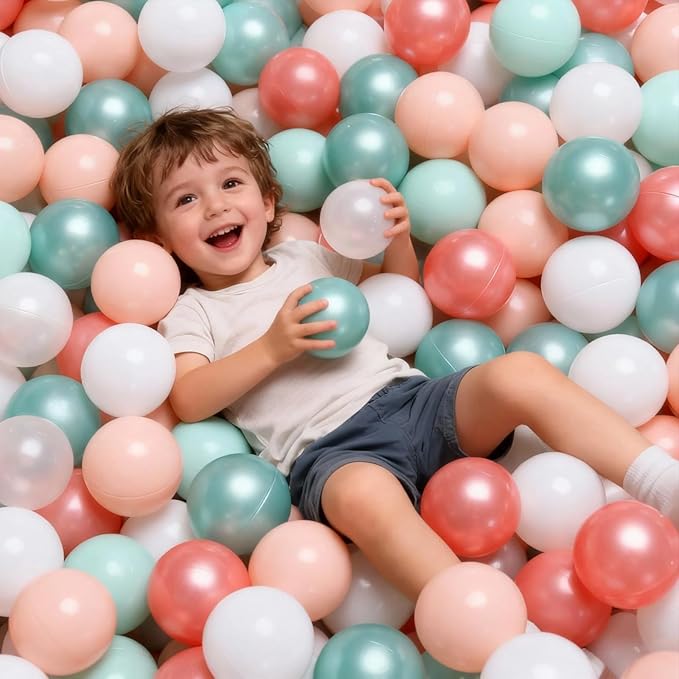 GOGOSO Ball Pit Balls for Toddlers Phthalate-Free BPA-Free Non-Toxic Crush Proof Soft Plastic Play Balls Baby Kids Shape Tent Pool Playhouse Playpen Party Decor,Pink Green White,100PCS