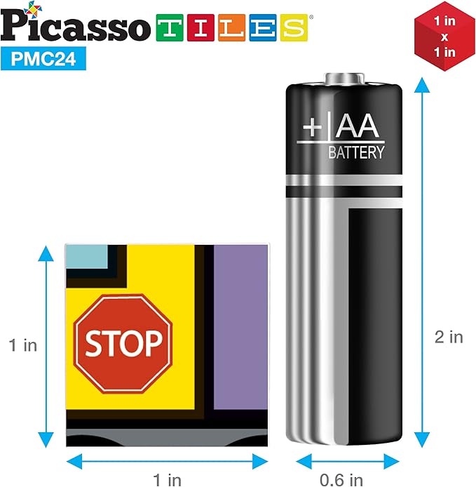 PicassoTiles Magnetic Cube Puzzle 6-in-1 Vehicle Theme Pattern Magnet Brain Teaser Cubes Building Block 120 Pictures Toy Set Kids Ages 3 & Up Preschool Children Promotes Problem PMC24