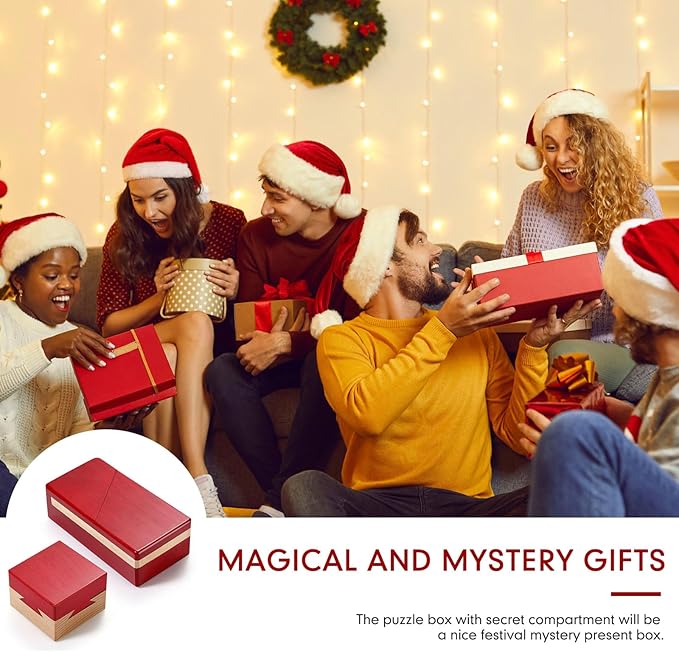 Zhanmai 2 Pack Impossible Puzzle Box Wooden Secret Puzzle Boxes with Drawer Mini 3D Brain Teaser Magic Gift for Adults Teens