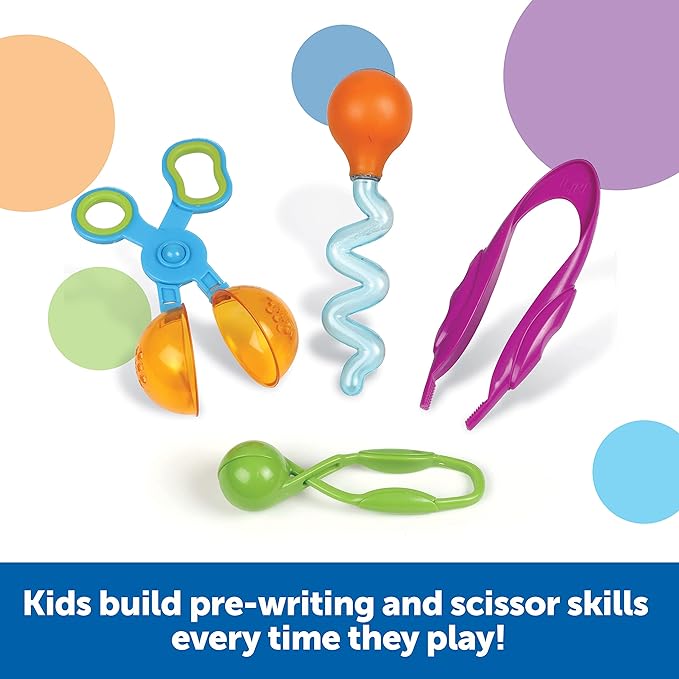Learning Resources Helping Hands Fine Motor Tools Classroom Set,24 Pieces, Ages 3+, fine motor skills, teacher resources for classroom, sensory toys for toddlers, Scoopers and Tweezers toys