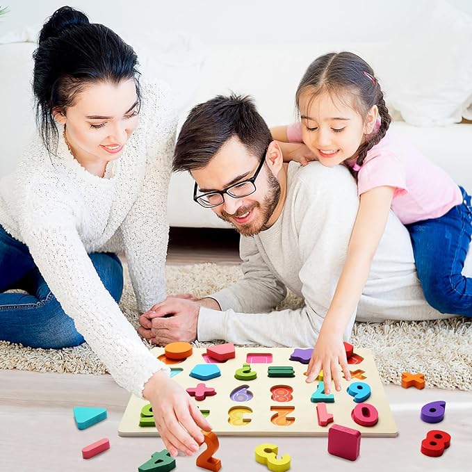 Wooden Puzzles for Toddlers, Number Shape Toddler Puzzles, Number Blocks Toys for Kids, Preschool Learning Educational, Toddler Learning Toys for Gift Set