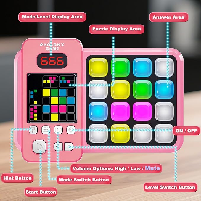 Logic Puzzle & Memory Game for Kids 3+, Tutorial Mode & LED Display – Interactive Brain Development Game for Family Fun & Gifts