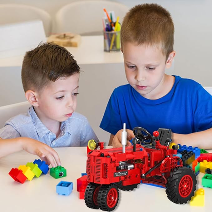 1/12 Classic Farm Tractor Toys Building Blocks Set Endless Fun for Kids with A Collection of Tractor Toys to Building Your Own 302Pcs Classic Red Farm Tractor