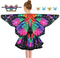 Butterfly Costume for Girls Fairy Wings Kids 4 Pcs(Cape,Skirts,Masks,Hair Clips) Butterfly Wings for Halloween Gifts