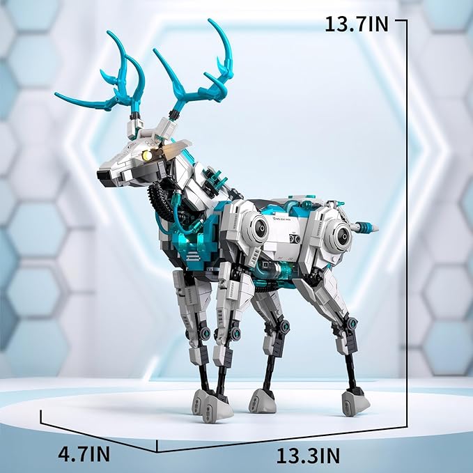 BNG Mechanical Deer Building Sets for Adult,Animal Collection Toy with Base for Home or Office Decor,Creative Building Gift for Teens Boys and Girls 8-14 (1566PCS)