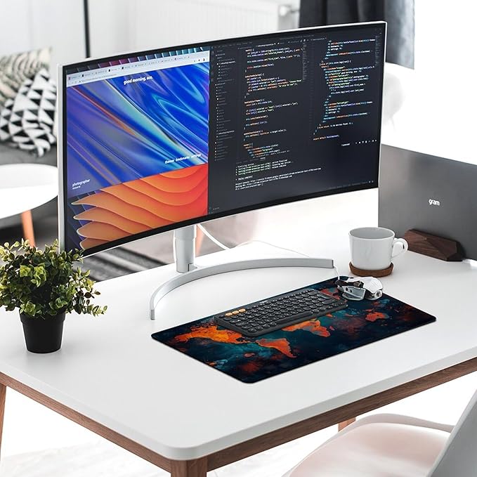 World Map Mouse Pad Large Extended Computer Full Desk Pad 23.6x11.8 inch Computer Mouse Mat Keyboard for Home Office Gaming