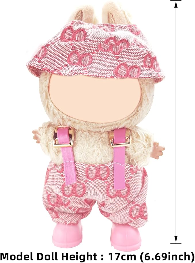 17cm Doll Clothes Set-Adorable Outfits for Dolls-Stylish Accessaries Clothes Dress-Up-Replaceable Clothing Collections, Includes—Chic Hat + Jumpsuit + Shoes (Style D)