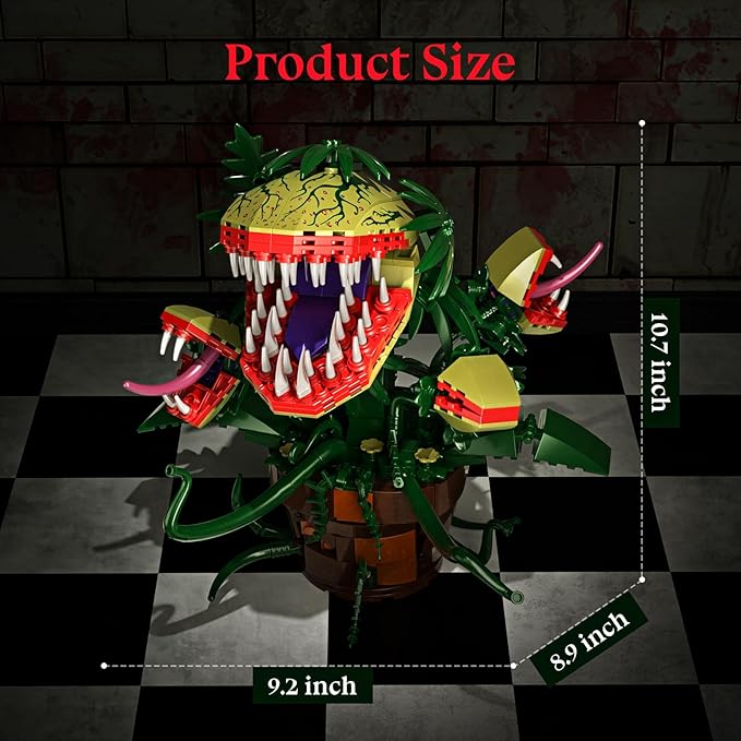 Piranha Plant Audrey II 2 Building Blocks Set, Toys Kit Horrors Flower Shop Decoration Gift for Tv Film Fans Families Friends 12+ On Halloween Birthday Christmas