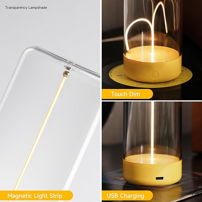 AUGE LIGHT Mini Minimalist Table Lamp Cordless LED Desk Lamp Rechargeable Modern Night Lights Portable Nightstand Lamps Unique Ambient Light Mood Lighting for Bedroom, Beside, Nursery
