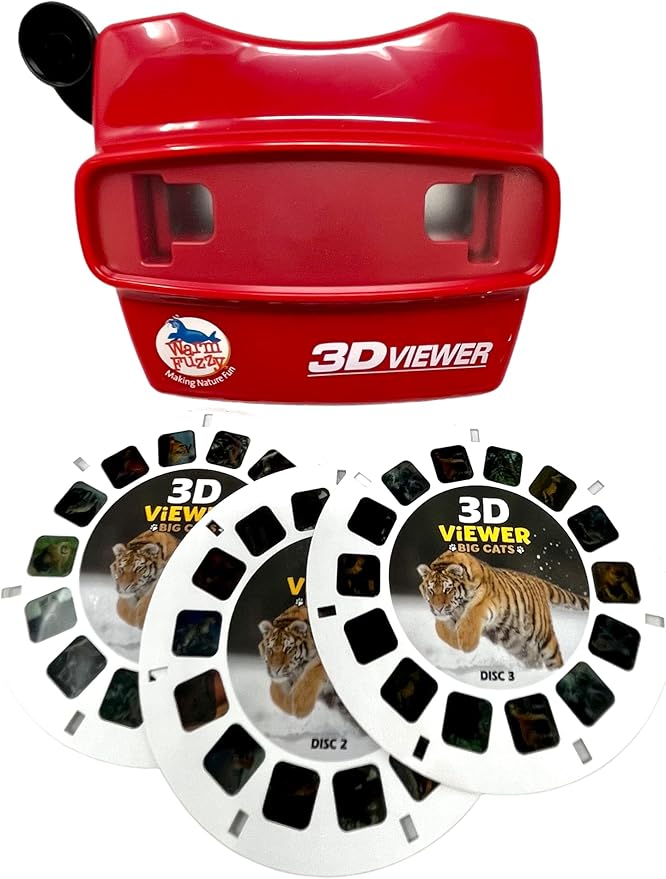 WARM FUZZY Toys 3D Viewer (Big Cats) T-214BC - Perfect for at Home or in The Classroom. Images of Lions, Tigers, Cheetahs, Leopards and More on 3 Photo Discs!