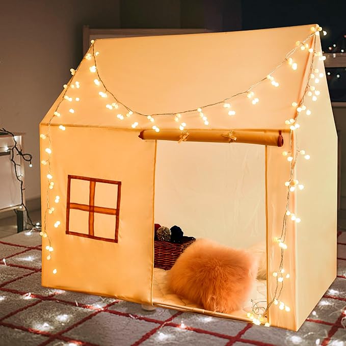 TTLOJ Gift for Christmas Cottage Style Play Tents for Boys Girls, Castle Tent, Large Playhouse Toy for Toddler Play House, Teepee Tent Indoor Outdoor (Ball Lights NOT Included
